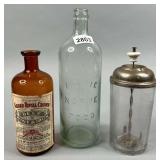 Grand Royal Crown Wine & Iron Medicine Bottle, Moxie Nerve Bottle, & Mixer Jar