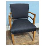 Vintage Black Upholstery Straightback Chair