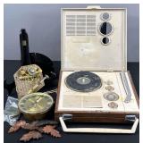 Electra Portable Record Player & Miscellaneous Clock Parts