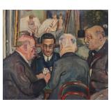 Nathan Grunsweigh Card Players Oil On Canvas