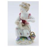 Meissen Girl w/ Eggs (?) & Flowers Figure