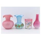 Group of Four Thomas Webb Glass Vases