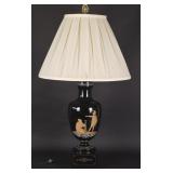 19th Century Black Opaline Glass Lamp