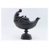 Wedgwood Black Basalt Figural Vestal Oil Lamp