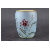 Daum Nancy Small Blue Vase with Floral Decoration