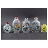 Group of Five Chinese Glass Snuff Bottles