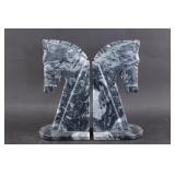 Marble Horse Head Bookends, 2pc