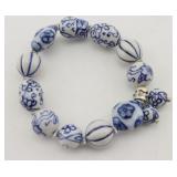 Blue & White Beaded Bracelet. Owl