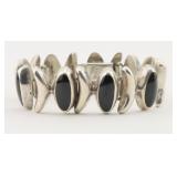 Modernist 950 Mexican Silver & Onyx Bracelet