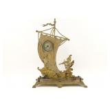 Cherub on Ship Gilt Metal Clock