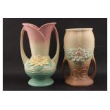 2 Hull Art Pottery Water Lily Vases