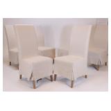 Group of Beige Armless High Back Chairs, 6pc