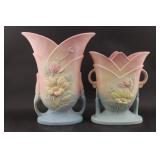 2 Hull Art Pottery Magnolia Vases