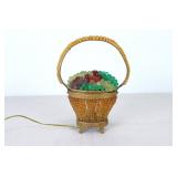 Art Glass Fruit Beaded Basket Lamp