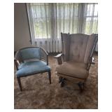 Wooden Rocking Chair with cushions and chair