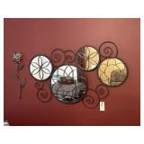 Wall decorative mirror hanging and flower