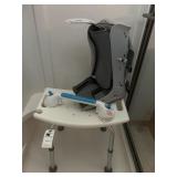 Shower chair, handle bar, walking boot