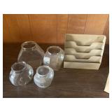 Fish bowls, letter holder, Zinc lids