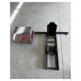 Motorcycle Wheel Chock and shop chair on wheels