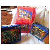 4 plastic lunch boxes alf robo cop GI Joe