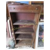 vintage wood shelving unit w drawer on top