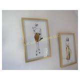 pair fashion women framed wall decor