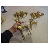 2 large brass Christmas candle deer