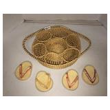 Charleston woven basket drink caddy and flip flops