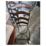 Dining Table with 4 Metal Chairs & Cushions/Faux