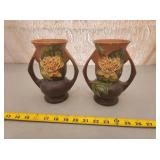 2 Roseville Pottery Flower Vases w/Chips