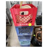 5 Plastic Milk Crates w/Contents