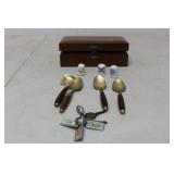 Wooden Box, Keys, Spoons & Thimbles