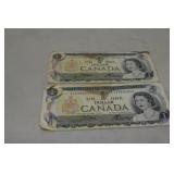 2 Canadian 1$ Bills