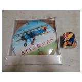 Lot of 2 Stearman Airplane Items - Wall Clock &