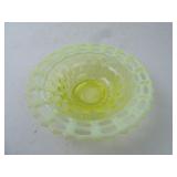 Vintage Canary Glass 7" Basket Dish with