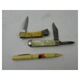 Lot of 3 Vintage Items - Folding Pocket Knives &