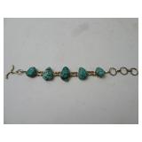 23gtw Marked 925 Cabochon Turquois Stone Bracelet