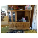 Vintage Wood & Glass Panel TV Stand