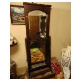 6ft Tall Vintage Dark Wood Swivel Mirror