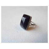 Sterling Silver Ring with Blue Goldstone