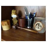 Decorative Items on Desk Shelf