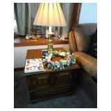 End Table with Contents and Lamp