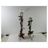 Pair of Metal Wire Poinsettia Tealight Candle