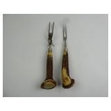 Pair of Vintage Antler Handle Carving Forks