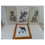 Lot of 4 Native American Print Art - Chiefs Bear