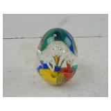 Multicolor Glass Egg Shape Paperweight