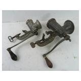 Lot of 2 Antique Metal Universal Meat Grinders