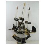 Vintage Horn Sculpture Ship 25"