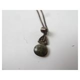 18" Sterling Silver Chain & Agate Pendant -