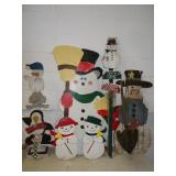 Lot of Misc. Wood Snowman Winter Dï¿½cor - Large